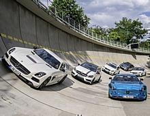 Sechs der insgesamt 18 AMG Modelle, die im Juni ihre Premiere bei den Mercedes-Benz Händlern feiern.